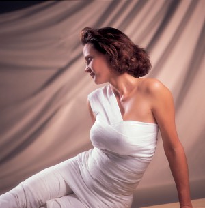 Woman in body wrap treatment